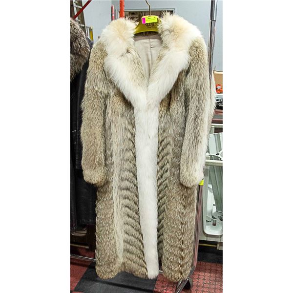FULL LENGTH FUR COAT WITH HOOD