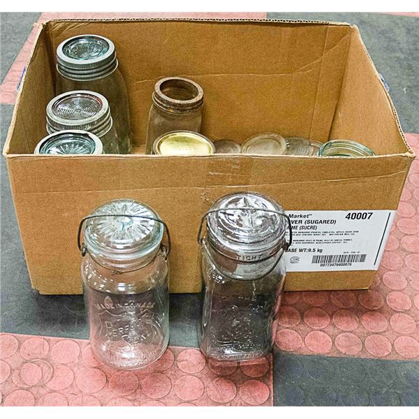 6 AGED BLUE CANNING JARS