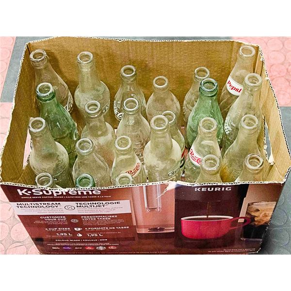 24 VINTAGE POP BOTTLES MOSTLY COKE AND PEPSI