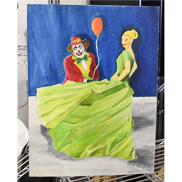 CLOWN WITH DANCER ON CANVAS ORIGINAL