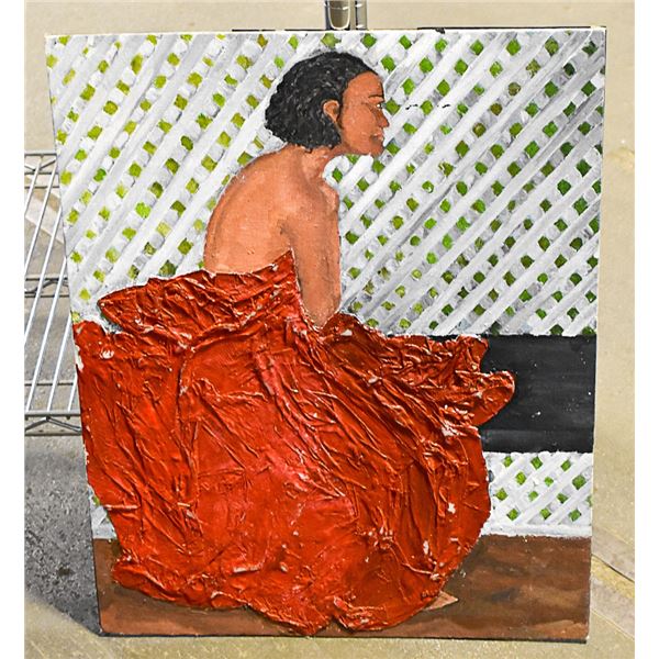 LADY IN RED BY LATTICE ON CANVAS ORIGINAL