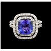 Image 2 : 14KT White Gold 3.98 ctw Tanzanite and Diamond Ring