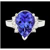 Image 2 : 4.56 ctw Tanzanite and Diamond Ring - 14KT White Gold