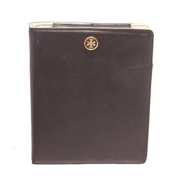 Tory Burch Black Leather Robinson Flip Tablet Case