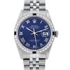Image 3 : Rolex Mens Stainless Steel Blue Roman Diamond & Sapphire 36MM Oyster Perpetual D