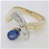 Image 1 : Two Tone 14K Gold 0.98 ctw QUALITY Sapphire Solitaire Ring w/ 3 Diamond Accents