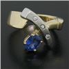 Image 5 : Two Tone 14K Gold 0.98 ctw QUALITY Sapphire Solitaire Ring w/ 3 Diamond Accents