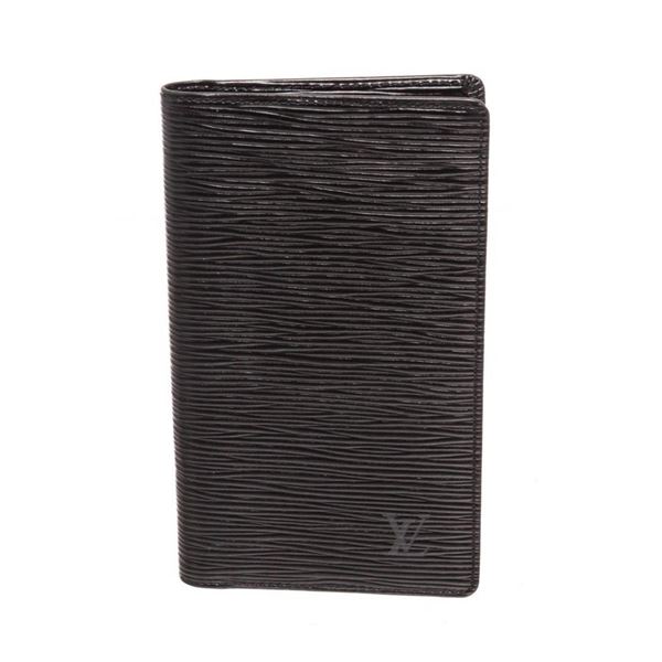 Louis Vuitton Black Epi Leather Long Checkbook Wallet