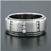Image 2 : Men's 8.9mm 14K Gold 0.40 ctw Round Brilliant Diamond Brushed Wedding Band Ring