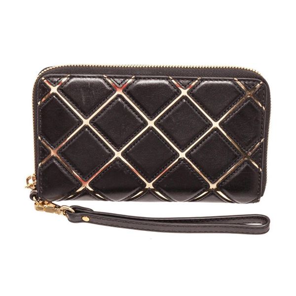 Michael Kors Black  Gold Leather Jet Set Wallet