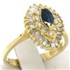 Image 3 : 14k Yellow Gold 1.00 ctw Marquise Sapphire Solitaire Ring w/ Double Diamond Halo
