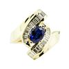 Image 2 : 1.58 ctw Oval Brilliant Blue Sapphire And Diamond Ring - 14KT Yellow Gold