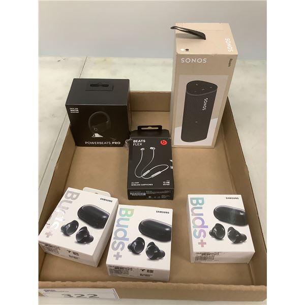 UNKNOWN WORKING CONDITION; SONOS WIRELESS SPEAKER, BEATS WIRELESS HEADPHONES, SAMSUNG GALAXY BUDS +