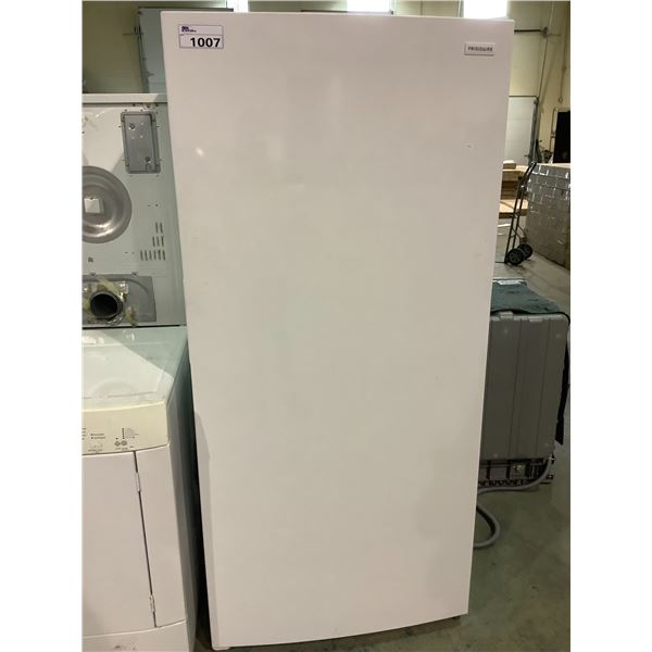WHITE FRIGIDAIRE STAND UP FREEZER MODEL FFFH20F3WW0 (DENT ON DOOR)