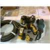 Image 2 : 4 DRILLS, GRINDER, AIR HOSE, PULLEY AND TAPED HOOD COVERALLS