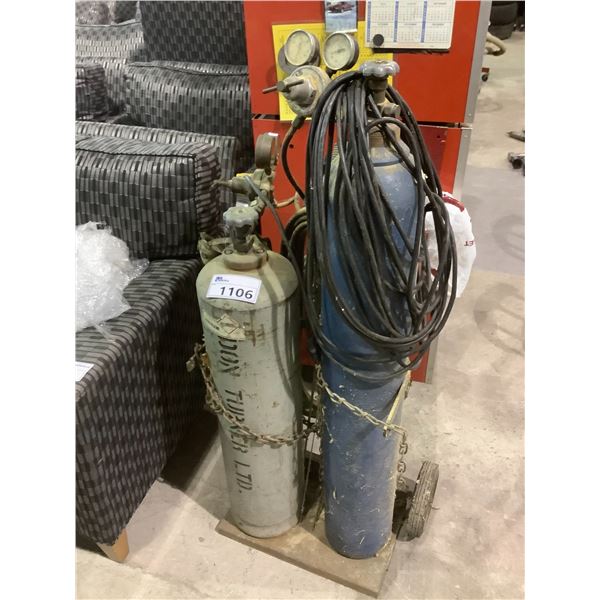 DOLLY WITH OXY/ACETYLENE TANKS WITH HOSE AND CUTTING TORCH
