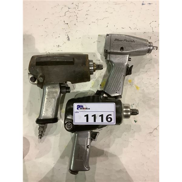3 PNEUMATIC TOOLS BRANDS INCLUDE; SNAP ON AND BLUE-POINT