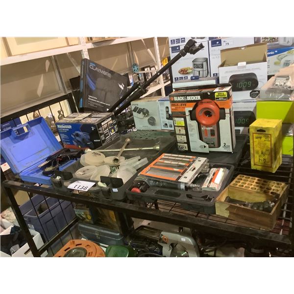 SHELF OF ASSORTED TOOLS