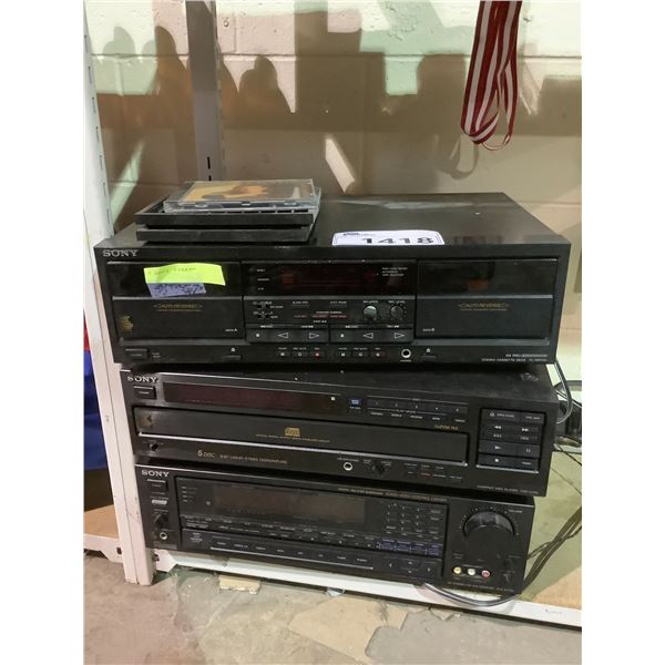 SONY CASSETTE PLAYER, 5 DISC PLAYER, AND AV CONTROL CENTER