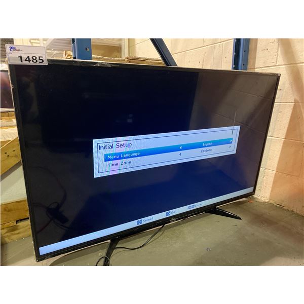 TOSHIBA 55" TV MODEL #55310U WITH POWER CORD AND STAND, NO REMOTE (LINES AND MARKS IN SCREEN)