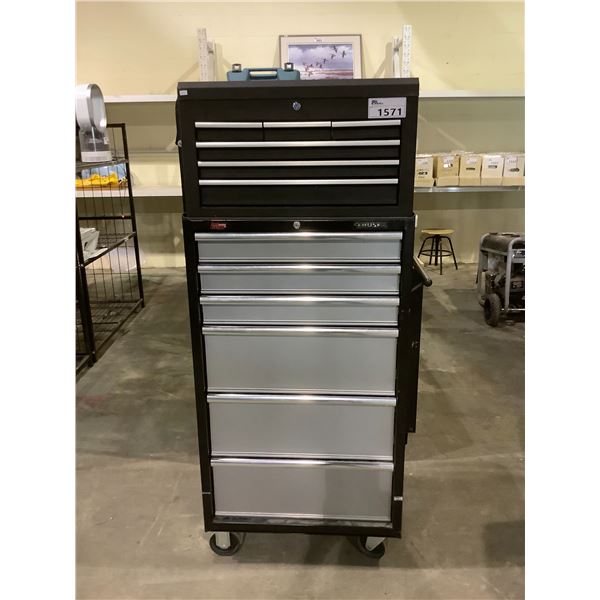 2 PIECE ROLLING TOOL CHEST WITH CONTENTS APPROX 26 X 16 X 63 