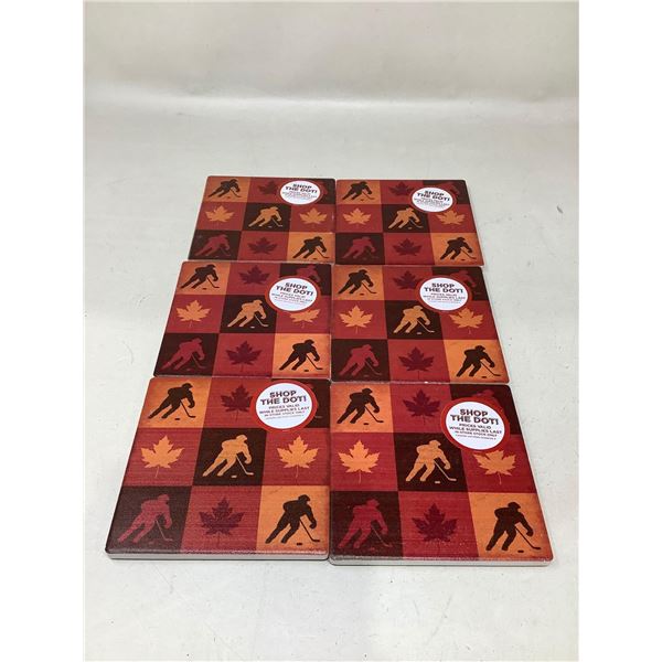 Hockey Themed Coasters Lot Of 6