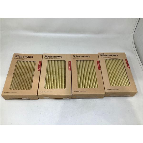 Gold Paper Straws 144 Metallic Gold Straws (4 X 144)