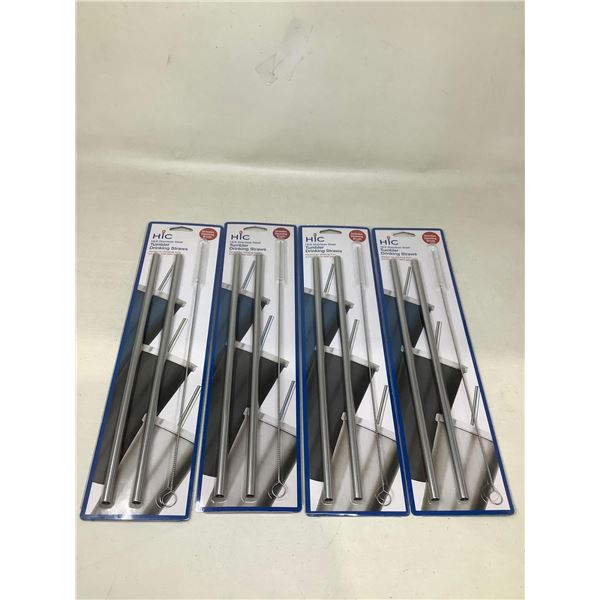 NEW HIC Tumbler Drinking Straws W/Cleaning Brush Lot Of 4
