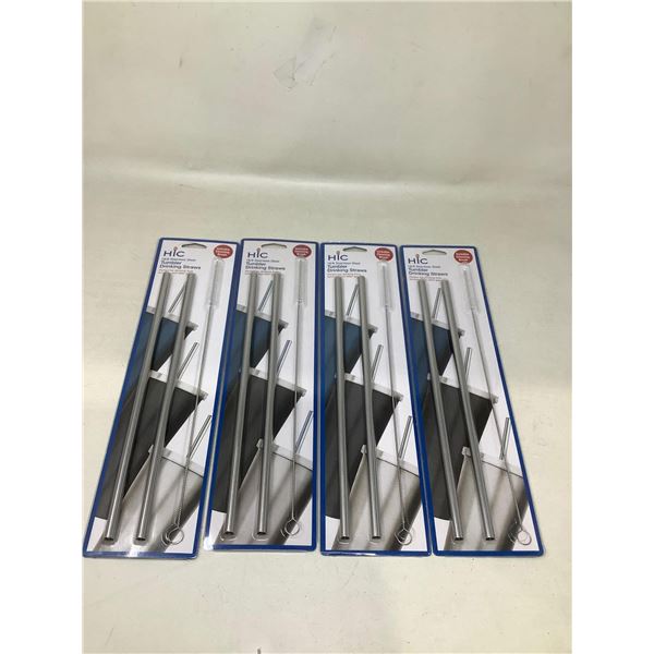 NEW HIC Tumbler Drinking Straws W/Cleaning Brush Lot Of 4
