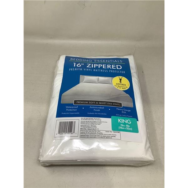 Bedding Essentials 16" Zippered Premiym Vinyl Mattress Protector (KING)