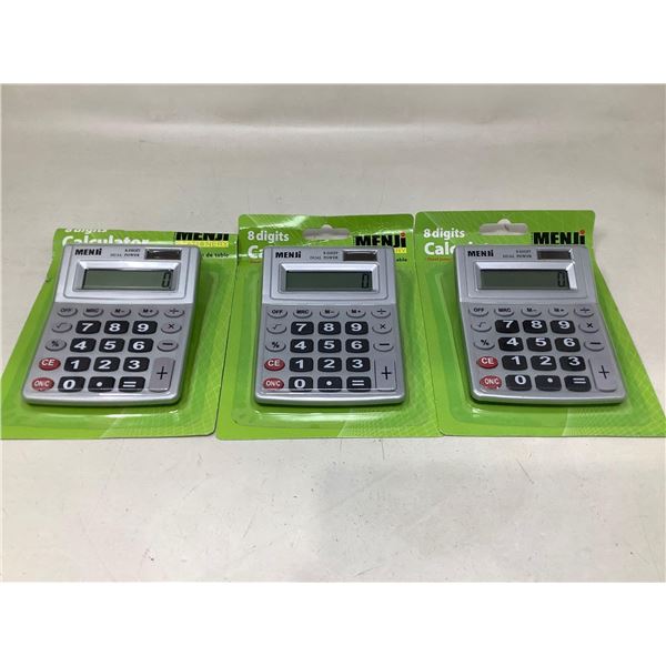 8 Digits Menji Calculator Lot Of 3