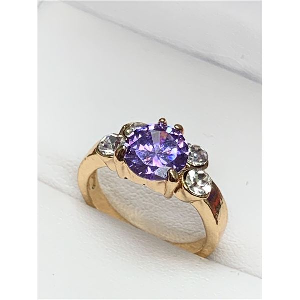 Ladies 14K GP Amethyst  Style 1.0 Carat Brilliant Cut Solitaire Ring size 7