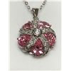 Image 2 : Pink Ice Tear Drop Solitaires Ladies Silver Pendant and Chain Set ingift box