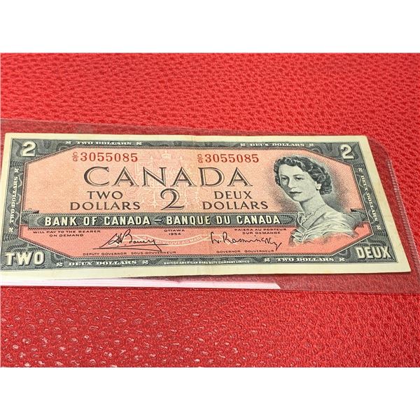 Canada 1954 Vintage $2.00 Bill Good condition