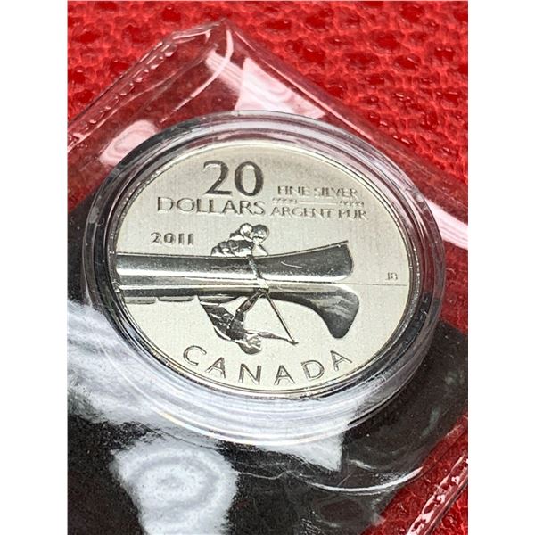 Royal Canadian Mint 2011 $20.00 .999 Pure Silver Coin Canoe