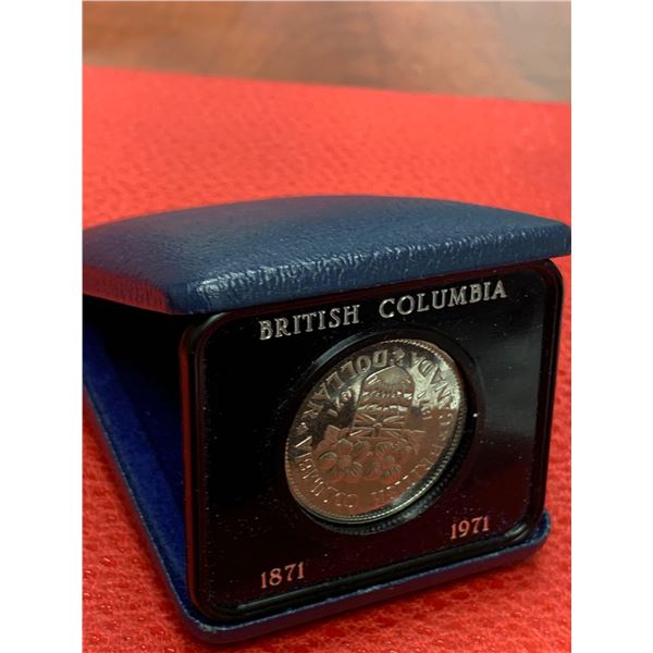 Canada Mint 1871-1971 British columbia Commemorative $1.00 coin in case