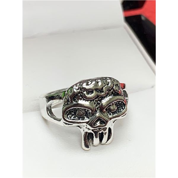 Bikers skull & brains ghostrider Silver Gents ring size 9