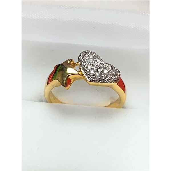 Ladies multi stone heart 14K GP ring NEW size 7