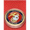 Image 1 : USA Marine Corp Vietnam Memorial Gold Clad Token NEW Cased