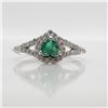 Image 3 : 14K White Gold Natural Emerald(0.35ct) Diamond(0.36Ct,I1-I3,F-G) Ring (~Size 6.75) (~weight 1.92g), 