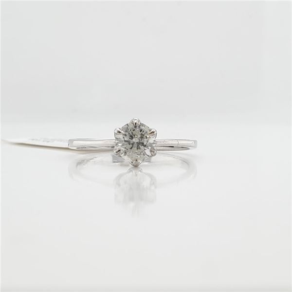 10K White Gold Diamond(0.6Ct,I3,G) Ring (~Size 6.25) (~weight 1.46g), Made in Canada, Appraised Reta