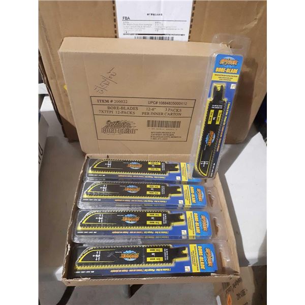Case of 12 6in 3-Pack Spyder Bore-Blade Universal Reciprocating Saw Blades