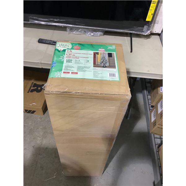 Holiday Living 4ft Pre-Lit Flocked Porch Tree