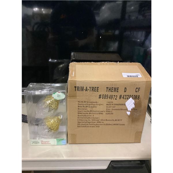 Case of 6 Holiday Living 2ct Glass Ornaments