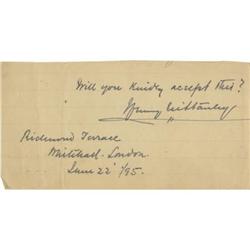 Sir Henry Morton Stanley Autograph Note Signed,