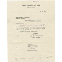 Father Flanagan Typed Letter Signed,