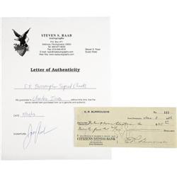 Edgar Rice Burroughs Signed Check,