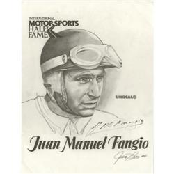 Juan Manuel Fangio Signed Likeness,