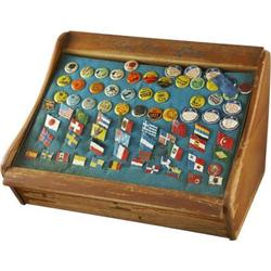 75 Pin Back Buttons and Celluloid Flags