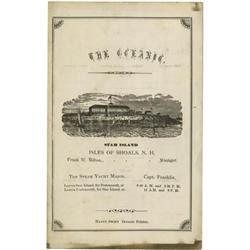 Vintage Menu for The Oceanic Hotel Star Island